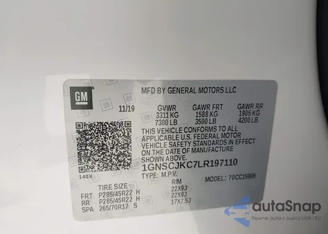 2020 Chevrolet Suburban 2Wd Premier from USA, damaged, VIN 1GNSCJKC7LR197110